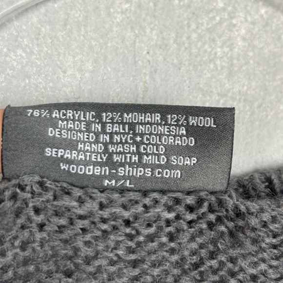Wooden Ships size M/L sweater jumper FOOTBALL MOM graphic gray mohair wool - Picture 10 of 10